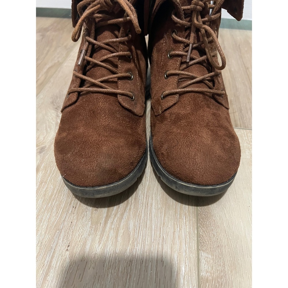 Arizona Jean Co Yetta Womens Cognac Brown Faux Suede Knit Collar Ankle Boots 9.5 - Picture 7 of 10